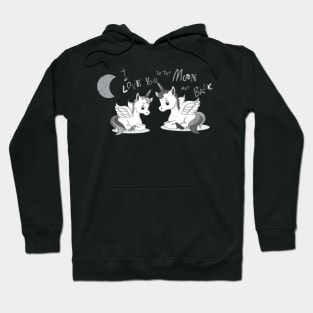 I love you to the moon and back licorn NB - I love you to the moon unicorn black white Hoodie